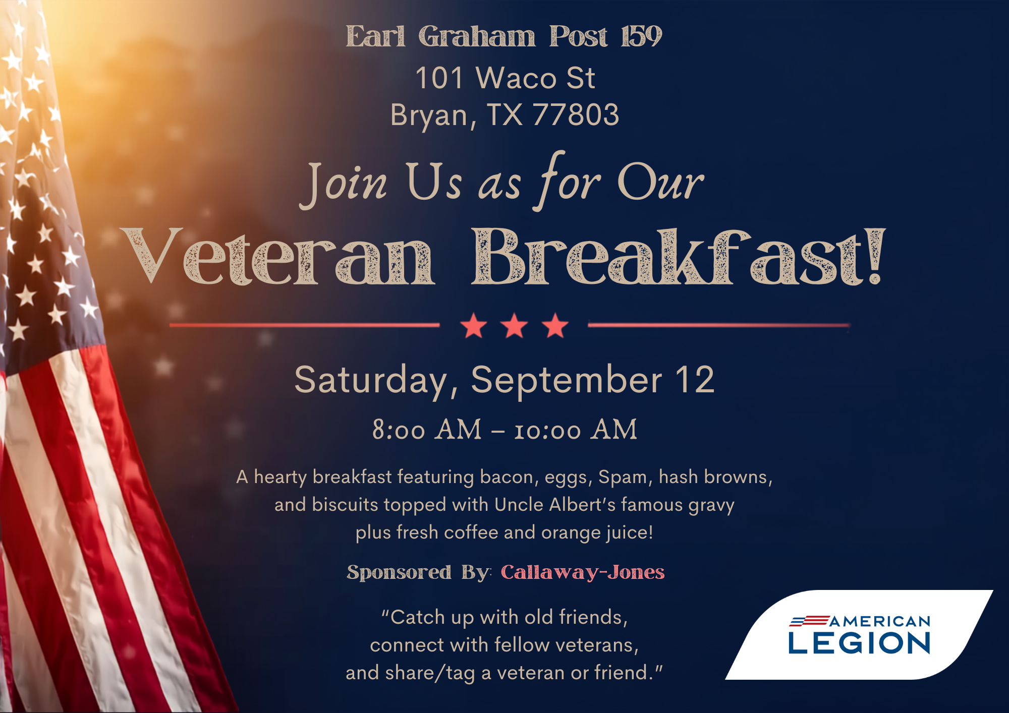 Join Us for Our Veteran Breakfast!